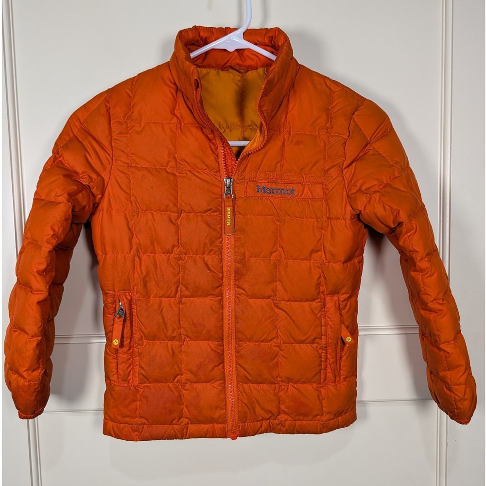 Marmot Kids Orange Quilted Puffer Jacket Full Zip Insulated Coat XS